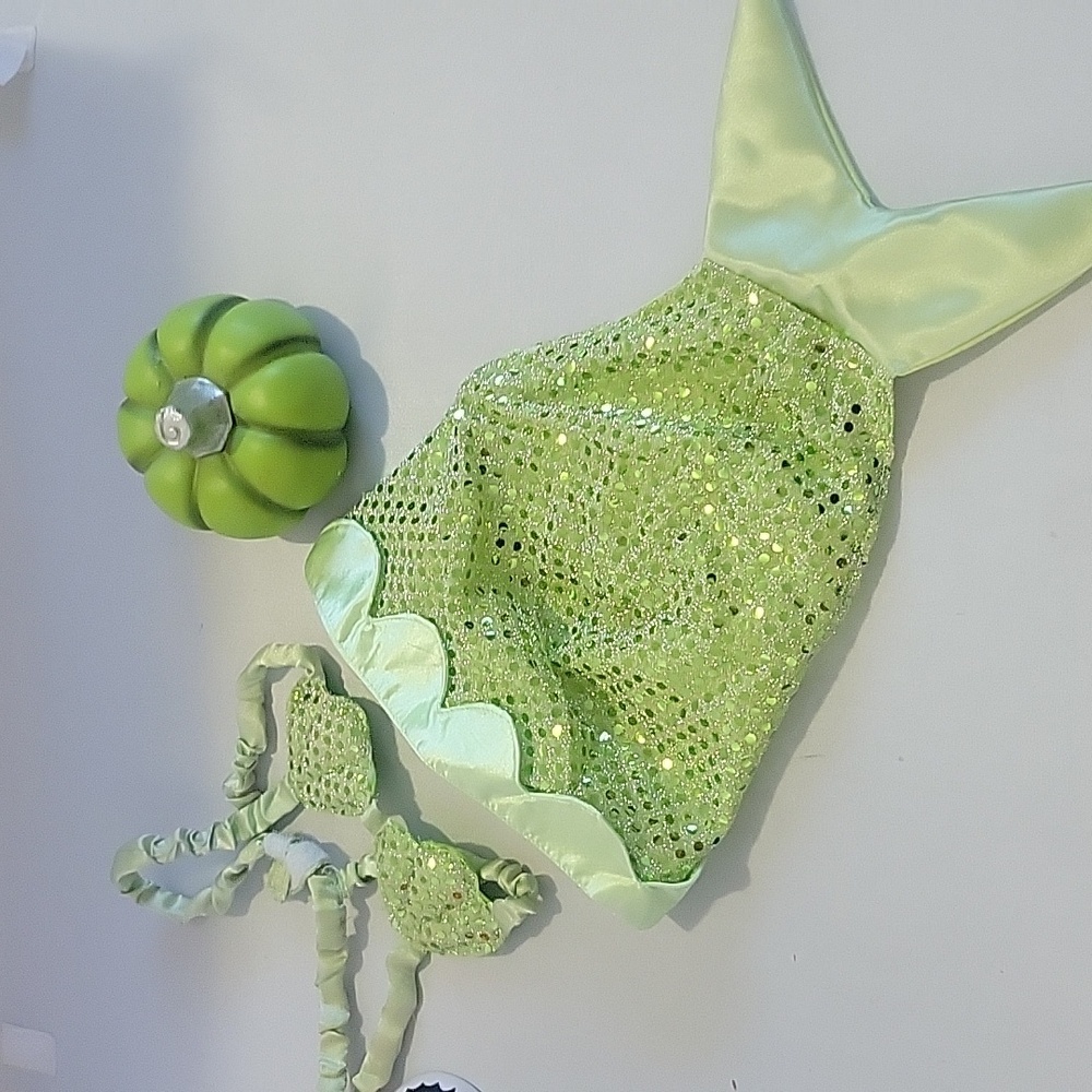 Green Mermaid Pet Costume Set Dog/Cat Size S